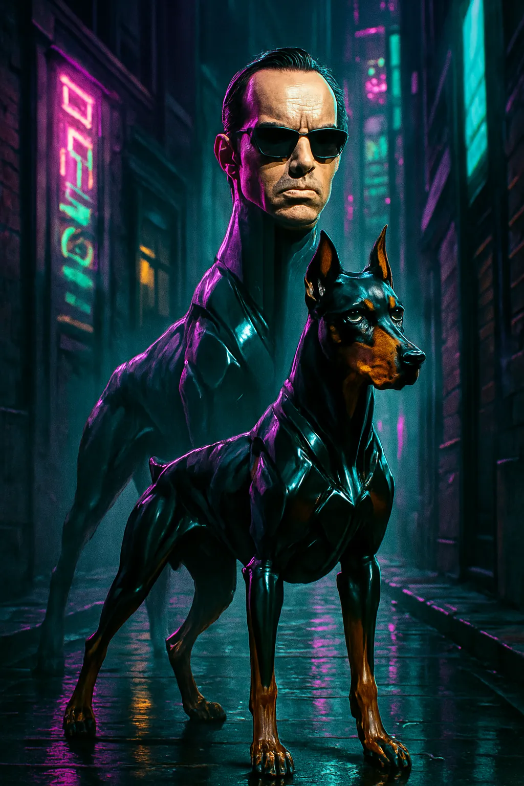 Agent Smith as a dobberman dog