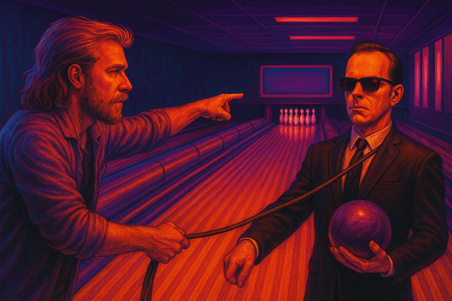 Me telling the leashed agent to go bowl